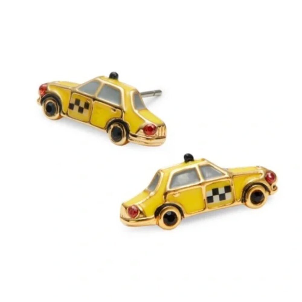 Kate Spade New York Ma Cherie Yellow Taxi Cab Car Stud Gold Pair of Earrings